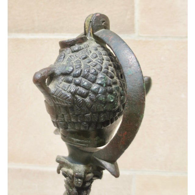 Roman Bronze Candelabrum - Lampstand With Bronze Oil Lamp modeled after Egyptian lamps with the crocodile feet and Nubian-...