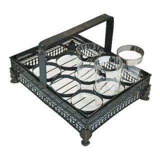 Vintage French Metal Drink Caddy With Handle, 1950s For Sale