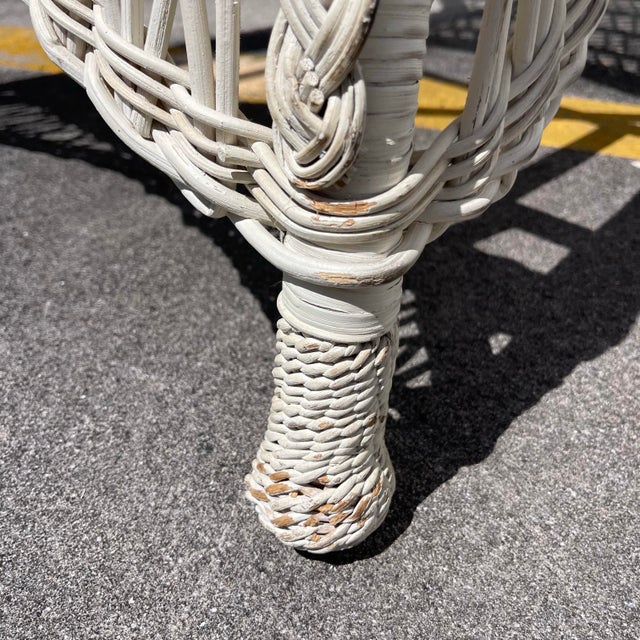 White 20th Century Woven Wicker Wingback Peacock Chair For Sale - Image 8 of 12