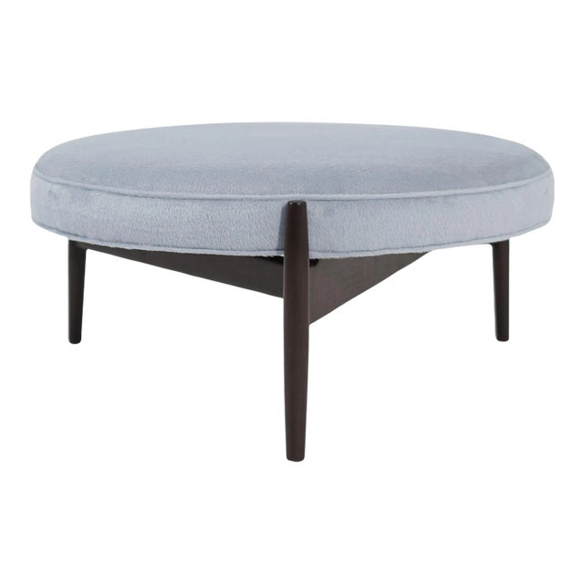 Jens Risom Ottoman in Light Blue Mohair, Circa 1960s For Sale