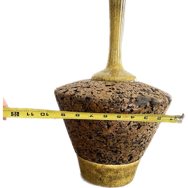 1950s 1950s Mid-Century Modern Large Cork and Ceramic Table Lamp For Sale - Image 5 of 7