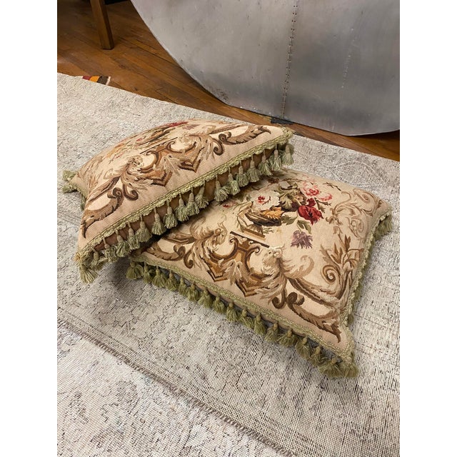 2000s Aubusson Pillows with Feather Inserts a Pair Chairish