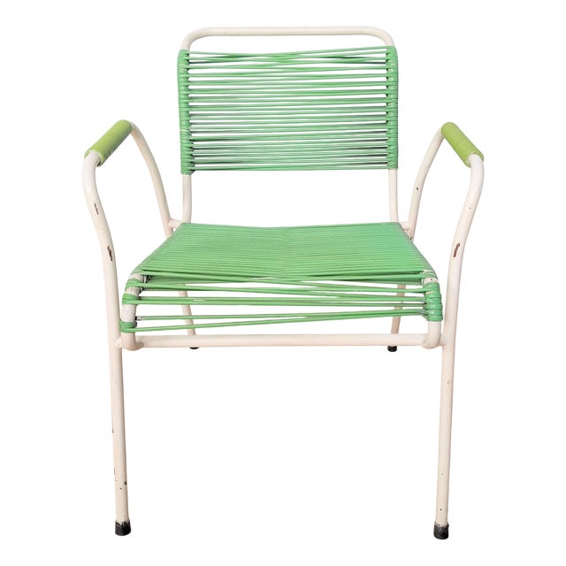Vintage Green Spaghetti Armchair, 1970s For Sale