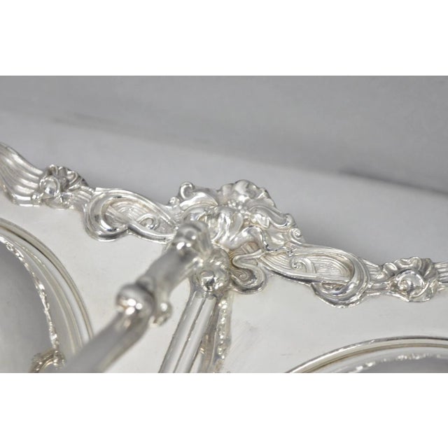 Vintage Sheffield Silver Plated Victorian Double Buffet Serving Dish Platter For Sale - Image 10 of 18