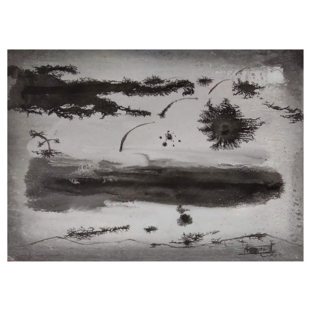 Agustin Espanol Vinas, Composition, 1980s, Mixed Media on Paper For Sale