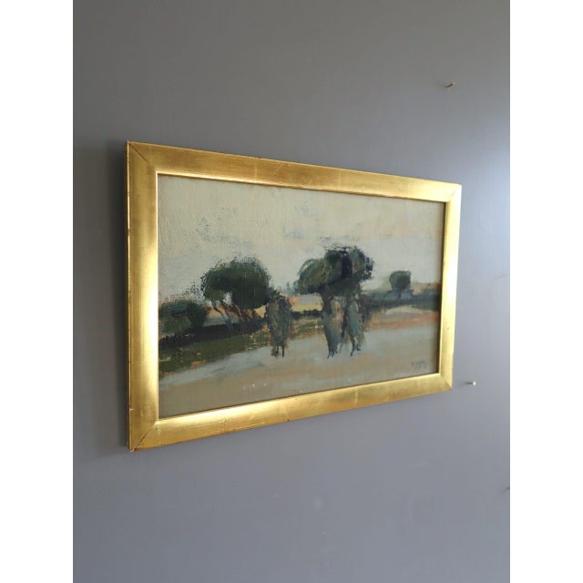 1946 Mid-Century Modern 'Grove in Repose' Mini Abstract Landscape Oil Painting by Swedish Artist Ivar Morsing (1919-2009), Framed For Sale - Image 4 of 12