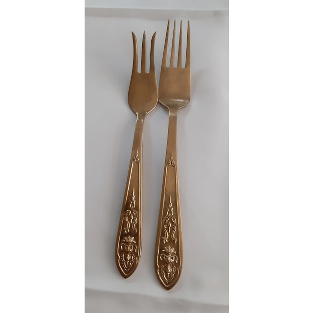 1960s Vintage Solid Bronze Thai Siam Buddha Hand Cast Flatware Set - 85 Pieces For Sale - Image 11 of 12