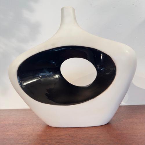 Vintage Italian White and Black Ceramic Vase with Organic Abstract, 1980s For Sale - Image 17 of 18