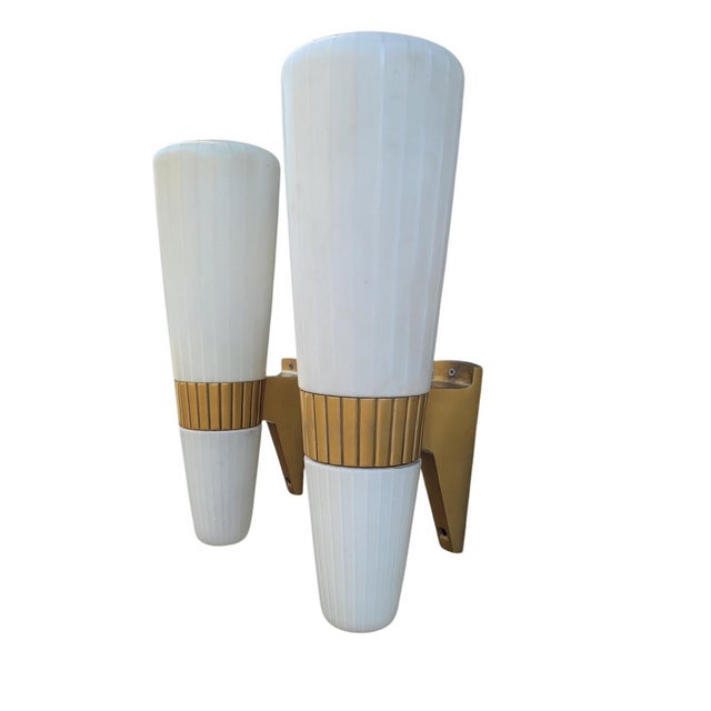 Wall Lights in Opaline Glass and Metal from Primat Leuchte, 1960s, Set of 2 For Sale - Image 16 of 17