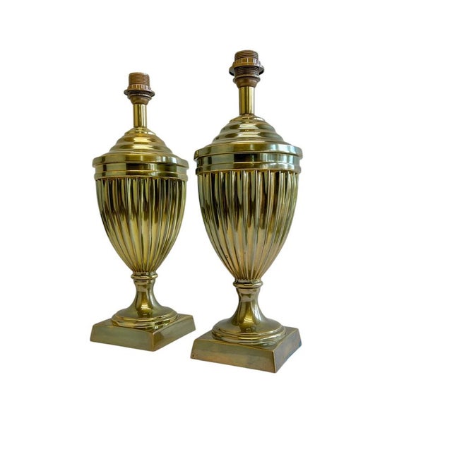 Large Empire Brass Urn Shaped Table Lamps from Kullmann, 1970s, Set of 2 For Sale - Image 6 of 11