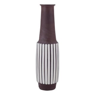 Modernist Ceramic Floor Vase with Vertical Lines from Larholm, Norway, 1960s For Sale