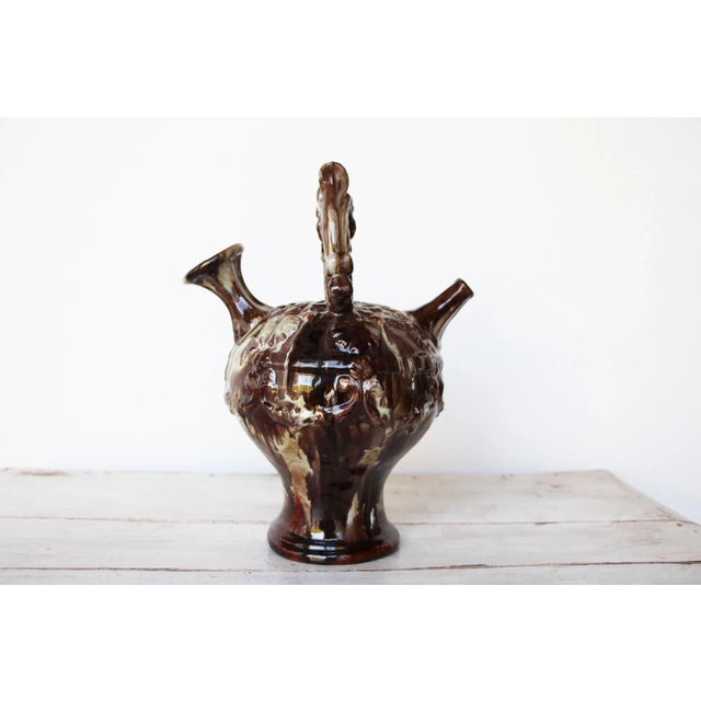 Ceramic Antique Portuguese Palissy Ware Majolica Water Jug For Sale - Image 7 of 13