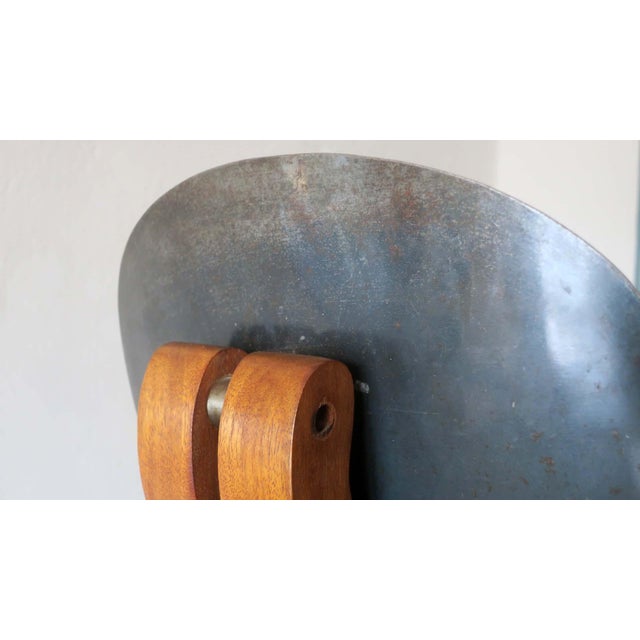 Mid-Century Brutalist Teak and Patinated Steel Dining Table & Chairs, Set of 7 For Sale - Image 15 of 18