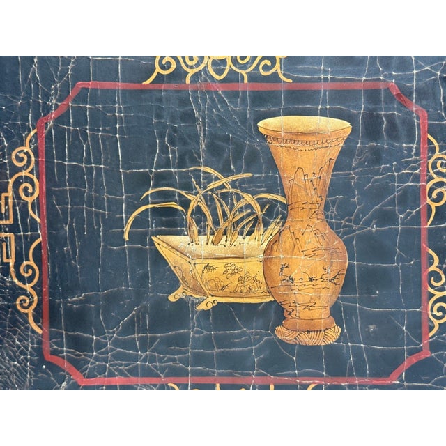 Chinese Export, Jappanned Screen, Crackle Lacquer, Gilt, Brass, China, 1960s For Sale - Image 14 of 18