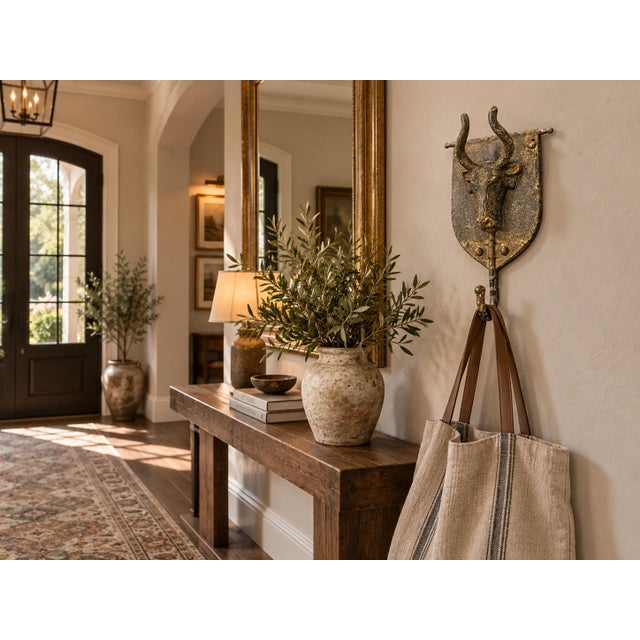 American Designer-Sourced Sculptural Bull Head Wall Hook on Shield Backplate For Sale - Image 3 of 12