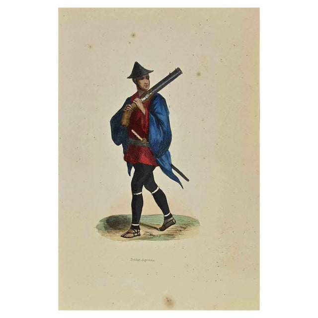 Auguste Wahlen, Japanese Soldier, Lithograph, 1844 For Sale
