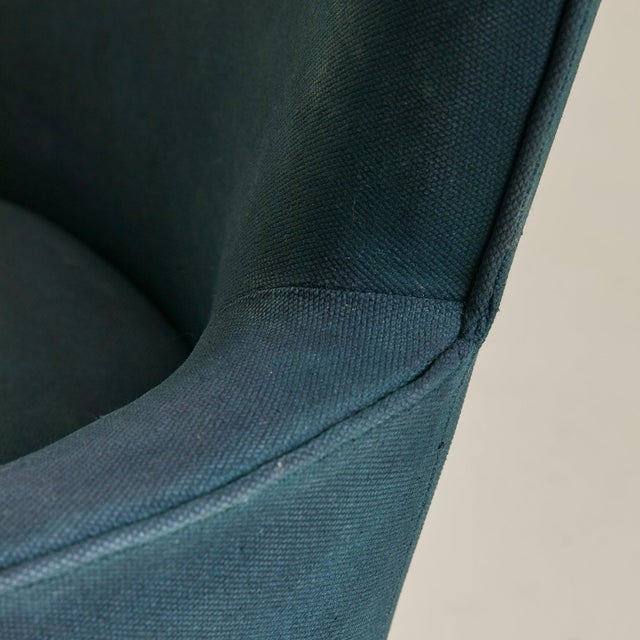 Green French Art Deco Blue Armchair with Wood Legs, 1940s - 2 Available For Sale - Image 8 of 10