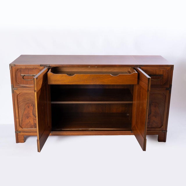Baker Asian Style Walnut Credenza or Sideboard For Sale - Image 13 of 14