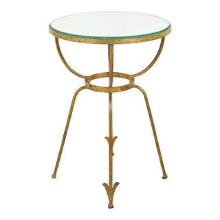 Vintage European Round Mirrored Top Gueridon Side Table For Sale