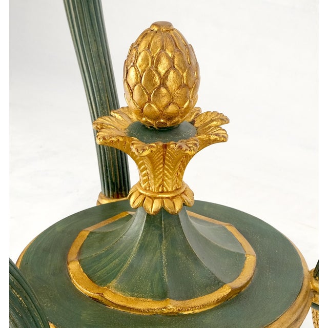 Made in Italy Decorative Carved Gold Painted 28" Round Glass Top Gueridon Lamp Center Table MINT! Carved pineapple base...