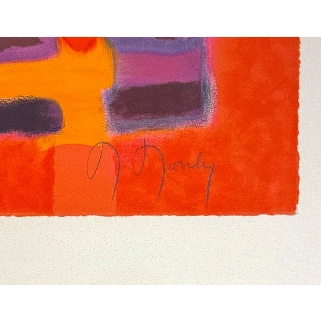 Lithograph in colors on paper with deckled edges. Hand signed lower right by Marcel Mouly. Hand numbered 58/300 lower...