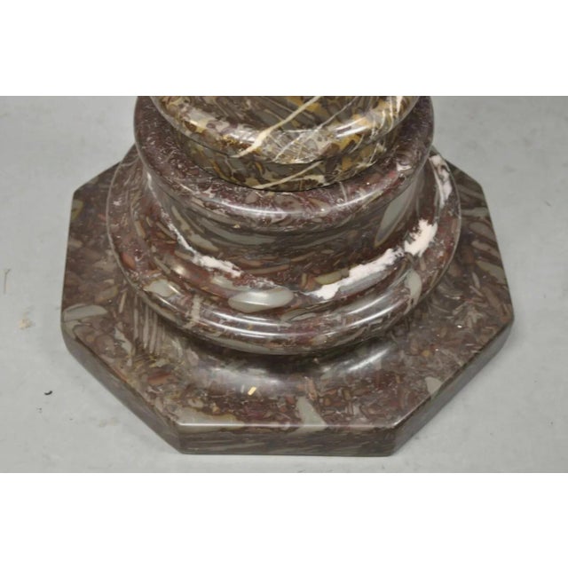 Stone Vintage Italian Empire Style Purple Brown Marble Column Pedestal Plant Stand For Sale - Image 7 of 12