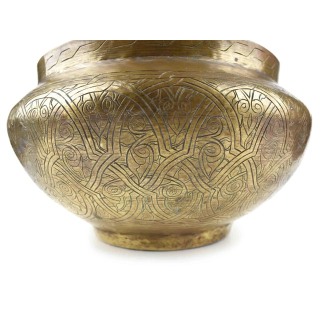 Early 20th Century Early 20th Century Hand Made Brass Engraved Pot Jardiniere Planter Vase For Sale - Image 5 of 11