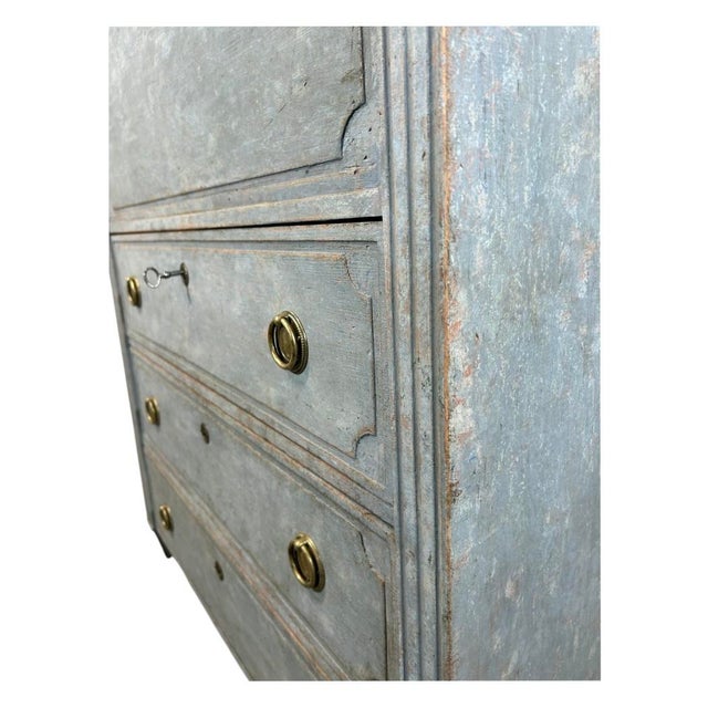 Blue Mid 19th Century Gustavian Style Fall Front Desk or Bureau For Sale - Image 8 of 9