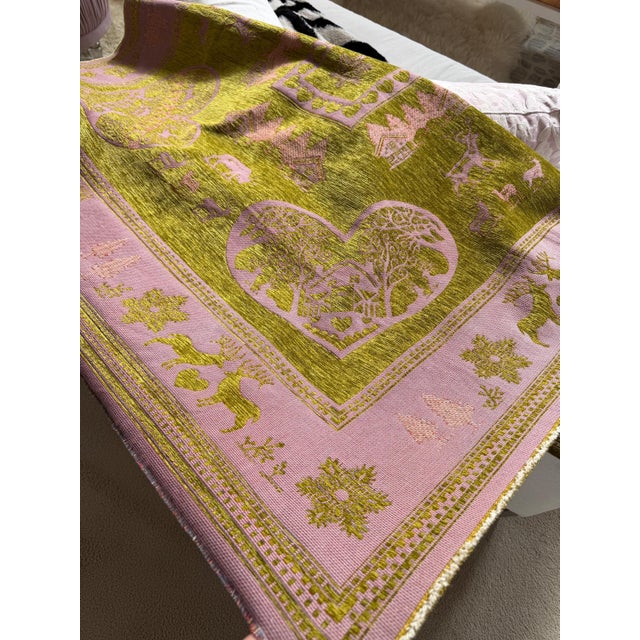 Vintage French Reversible Alpine Jacquard Tapestry Blanket - Chalet & Deer For Sale - Image 9 of 13