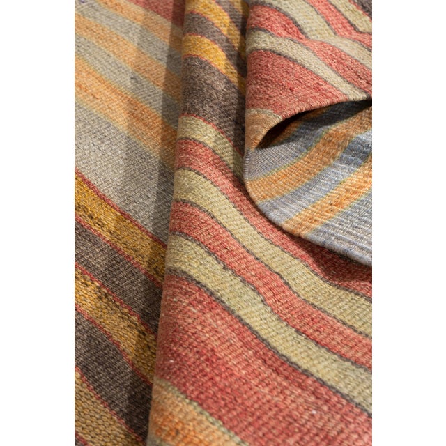 Textile Vintage Circa 1940 Multicolor Turkish Flatweave Kilim 4'10 X 10'11 For Sale - Image 7 of 11