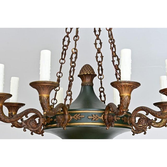Vintage French Empire Style Gilt Bronze & Tole Flush-Mount For Sale - Image 13 of 13