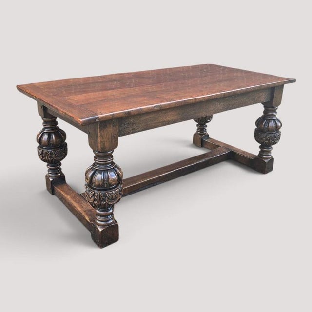Elizabethan Farmhouse Dining Table in Oak For Sale - Image 4 of 4