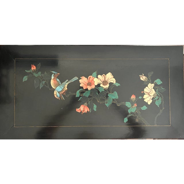 Fine Chinese Black, Red and Gold Hand Carved Cherry Blossom Multi Panel Wood Cabinet or Cupboard For Sale - Image 10 of 12