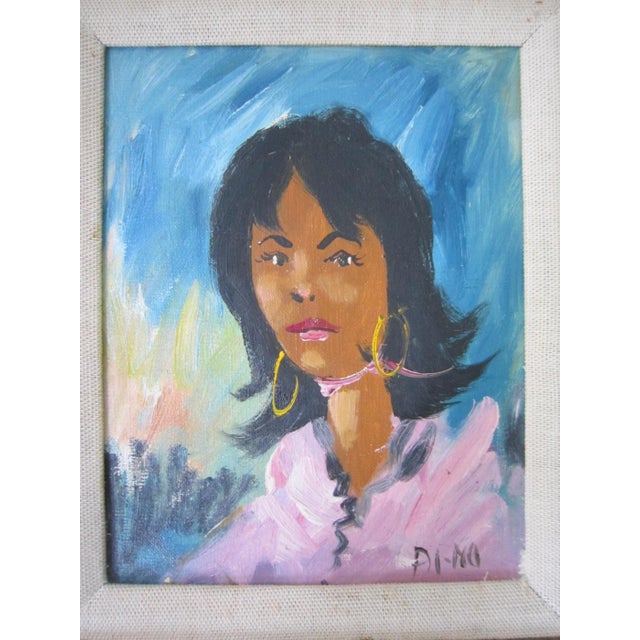 1960s Abstract MidCentury Portrait Woman, Signed For Sale - Image 5 of 5