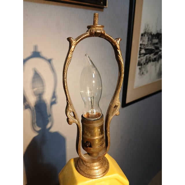 Mustard Antique Muncie Pottery Art-Deco Table Lamp For Sale - Image 8 of 17