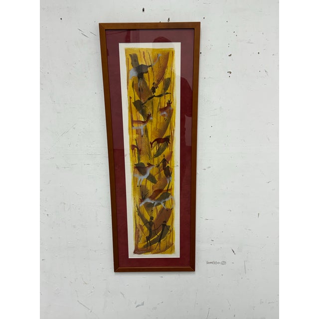 Yellow Jahman San Wildlife Painting, Vintage For Sale - Image 8 of 12