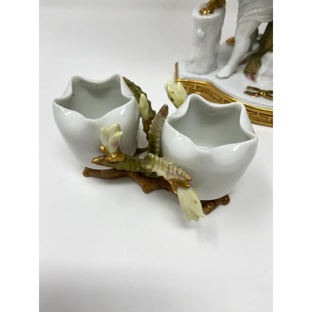 Antique Cherubs Centerpiece Compote With Small Vase Moore Brothers British For Sale - Image 10 of 13