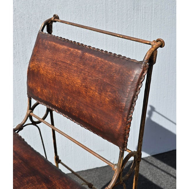 Metal Pair of Vintage IIana Goor Brown Leather Barstools Bar Stools For Sale - Image 7 of 14