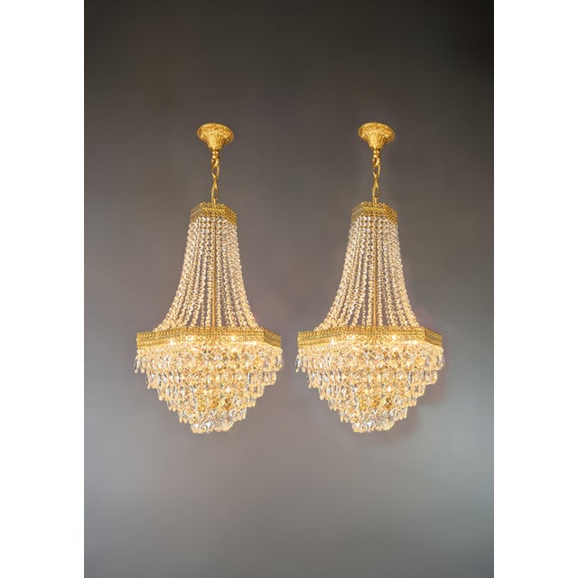 Pair of Antique Empire Sac-à-Perle Chandeliers – Lovingly and Professionally Restored This stunning pair of antique...