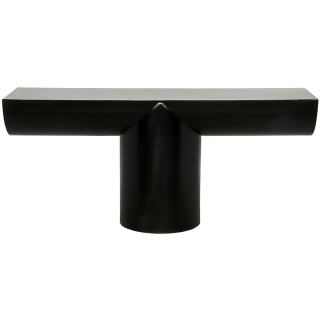 T-Shaped Console Table, Black Metal For Sale In Los Angeles - Image 6 of 6