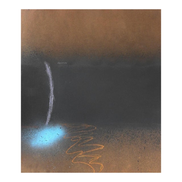 1970s Turquoise Black and Rust Abstract Painting For Sale