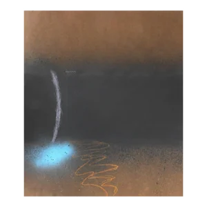 1970s Turquoise Black and Rust Abstract Painting