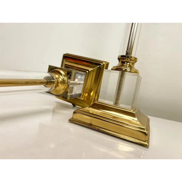 Mid-Century Brass and Acrylic Column Table Lamps, 1970, Set of 2 For Sale - Image 10 of 13