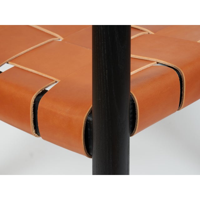 Wood Dining Room Chair in Ebonized Ash With the Woven Leather Seat and Backrest. Designed and Crafted by Val Khvan. For Sale - Image 7 of 10