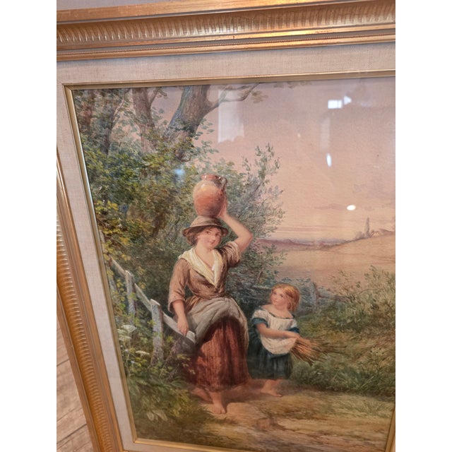 19th Century Watercolor Painting of Sisters by David Hardy For Sale - Image 13 of 14