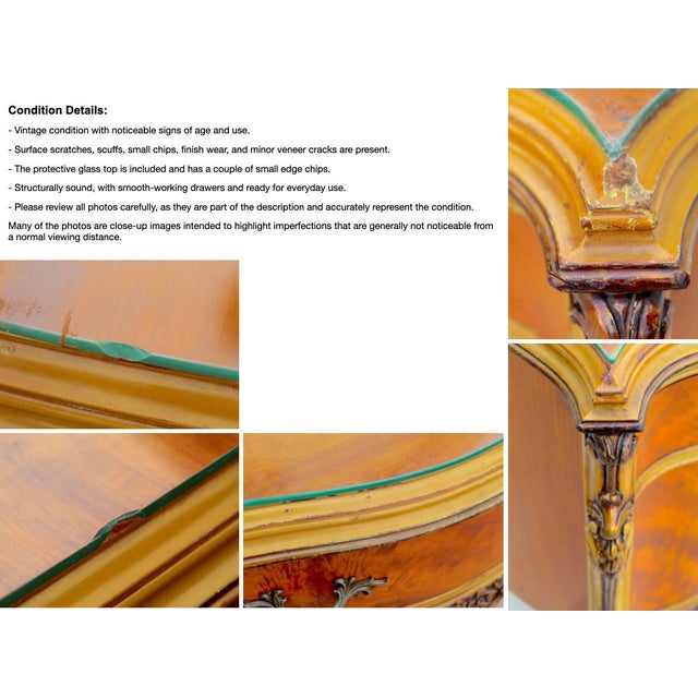 Magnificent Vintage French Provincial Louis XV Rococo Satinwood & Burl Wood Vanity For Sale - Image 14 of 14
