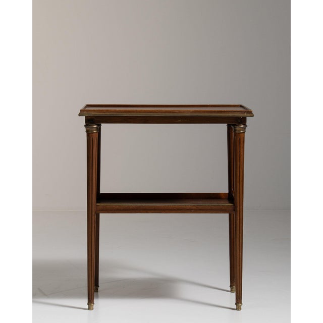 19th Century France Rich Walnut Brown Carved Walnut Side Table With Shelf For Sale - Image 9 of 11