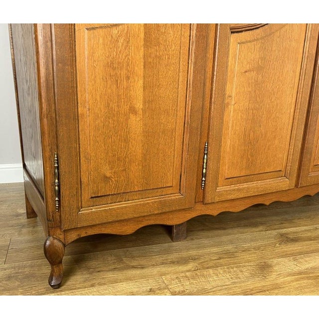 Vintage French Louis XVI Style Carved Oak 4-Door Wardrobe For Sale - Image 10 of 14