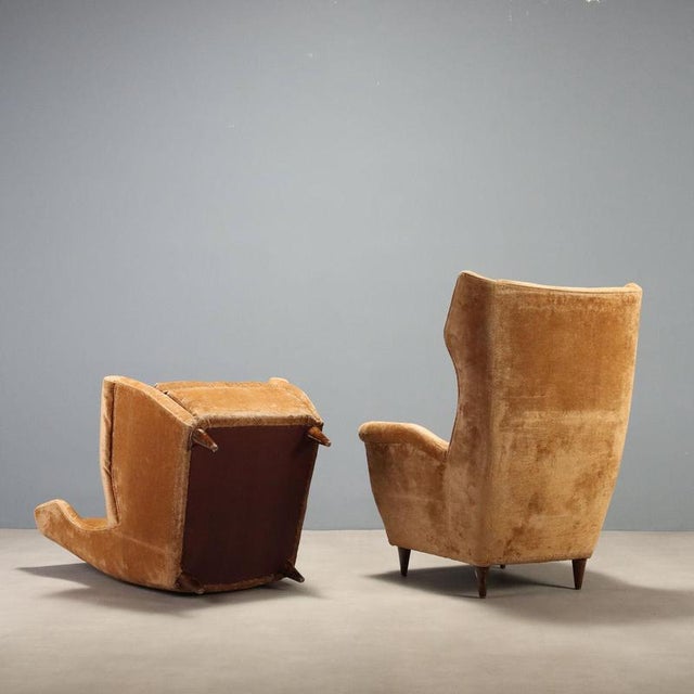 Vintage Italian Velvet Bergère Lounge Chairs, 1950s, Set of 2 For Sale - Image 10 of 11