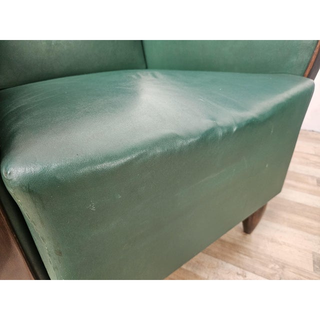 Art Deco Club Chairs in Walnut and Green Eco-Leather, 1940, Set of 2 For Sale - Image 16 of 18